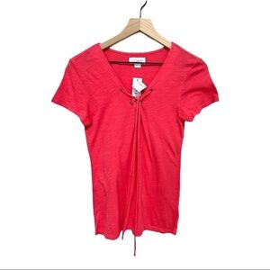 Velvet Pink Cotton Short Sleeves Casual Top Size S